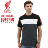 Liverpool FC Mens Crew T Shirt Tee Top Soccer Football - Tricolour Red Stripe