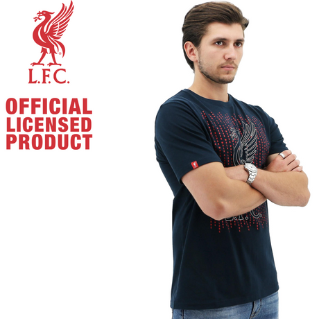 Liverpool FC Mens Crew T Shirt Tee Top Soccer Football - Navy Liverbird