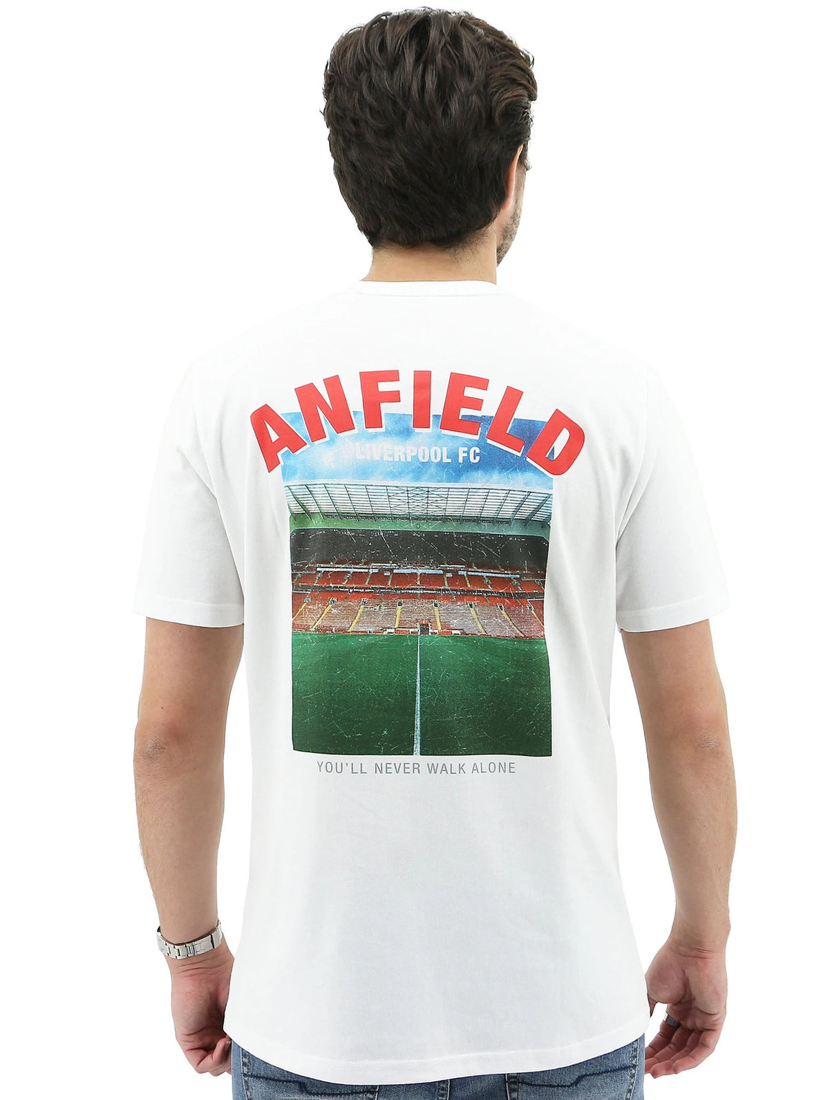 Liverpool FC Mens Crew T Shirt Tee Top Soccer Football - White Anfield