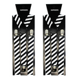 2x Mens Suspenders Braces Adjustable Strong Clip On Elastic Formal Wedding Slim - Black/White Diagonal Stripes