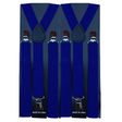 2x Mens Suspenders Braces Adjustable Strong Clip On Elastic Formal Wedding Slim - Blue