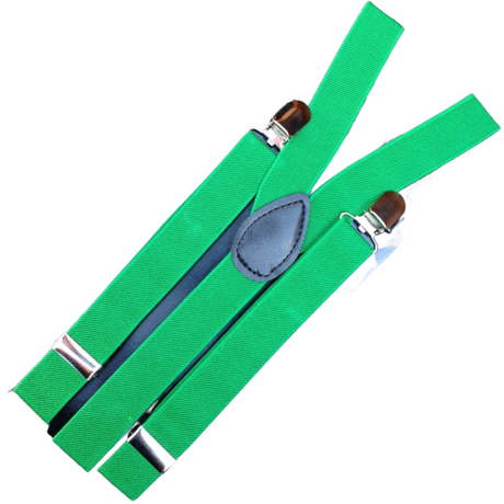 2x Mens Suspenders Braces Adjustable Strong Clip On Elastic Formal Wedding Slim - Dark Green