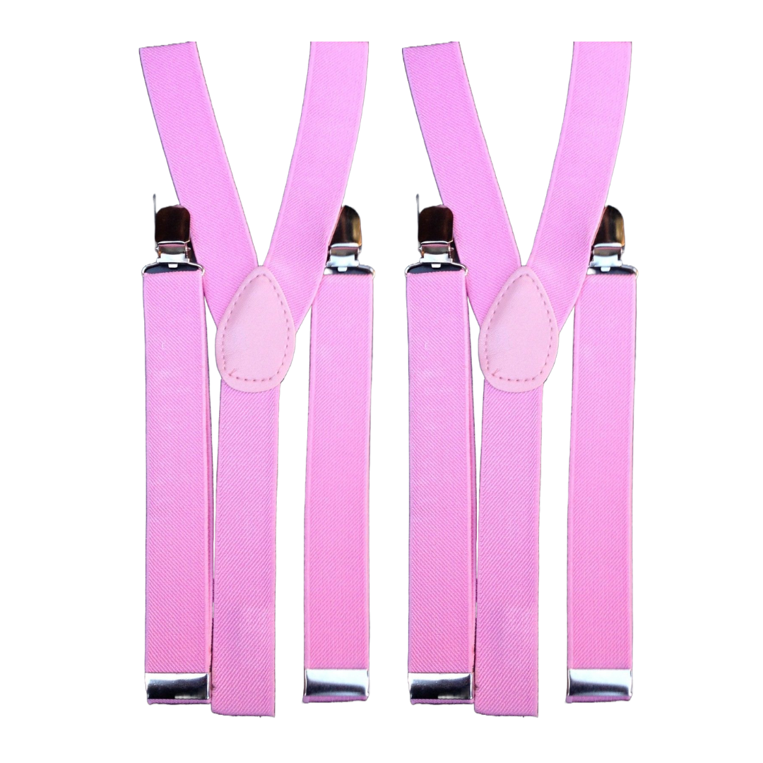 2x Mens Suspenders Braces Adjustable Strong Clip On Elastic Formal Wedding Slim - Lilac