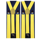 2x Mens Suspenders Braces Adjustable Strong Clip On Elastic Formal Wedding Slim - Yellow