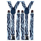 2x Mens Suspenders Braces Adjustable Strong Clip On Elastic Formal Wedding Slim - Zebra