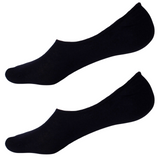 2x NO SHOW COTTON SOCKS Non Slip Heel Grip Low Cut Invisible Footlet Seamless - Black