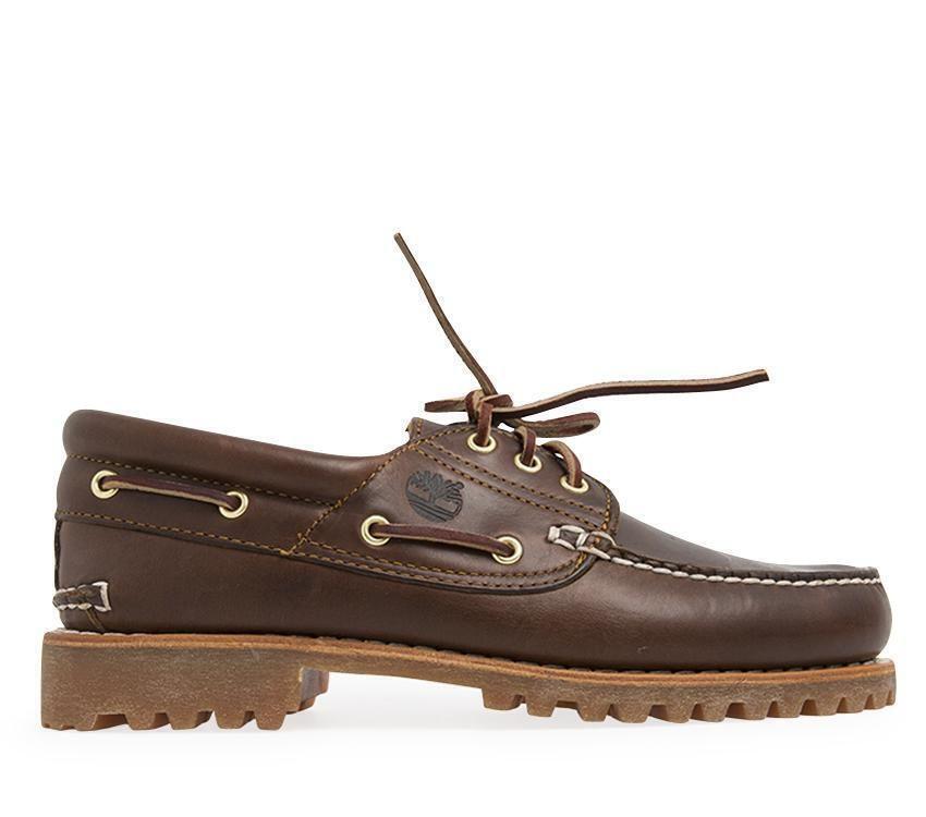 Timberland Mens Authentic 3 Eye Classic Boat Leather Shoes - Medium Brown