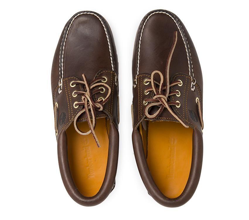 Timberland Mens Authentic 3 Eye Classic Boat Leather Shoes - Medium Brown