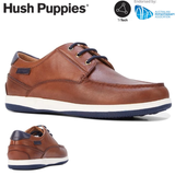 HUSH PUPPIES Mens Dusty Smooth Leather Shoes Formal or Casual - Dark Tan