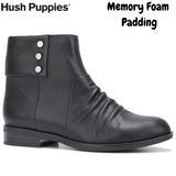 Hush Puppies Womens Hayworth Leather Heels Ankle Boots with Zip Shoes - Black