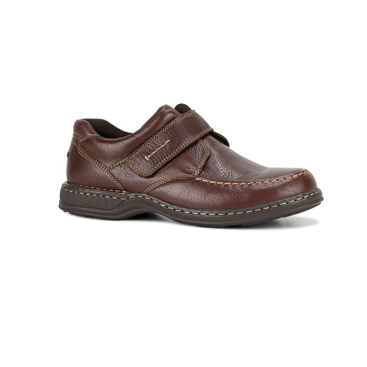 HUSH PUPPIES Mens Roger Slip On w Strap Extra Wide Leather Shoes - Brown