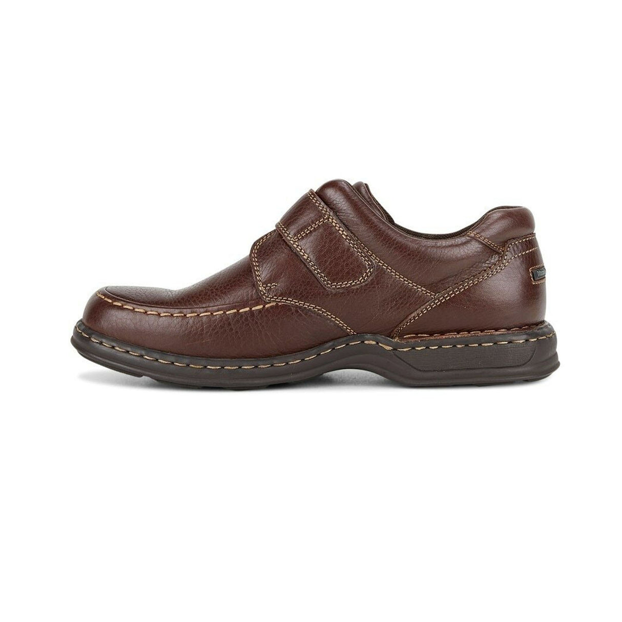 HUSH PUPPIES Mens Roger Slip On w Strap Extra Wide Leather Shoes - Brown