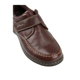 HUSH PUPPIES Mens Roger Slip On w Strap Extra Wide Leather Shoes - Brown