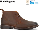 Hush Puppies Mens Harbour Leather Chukka Shoes Ankle Lace-Up Bounce 2.0 - Brown