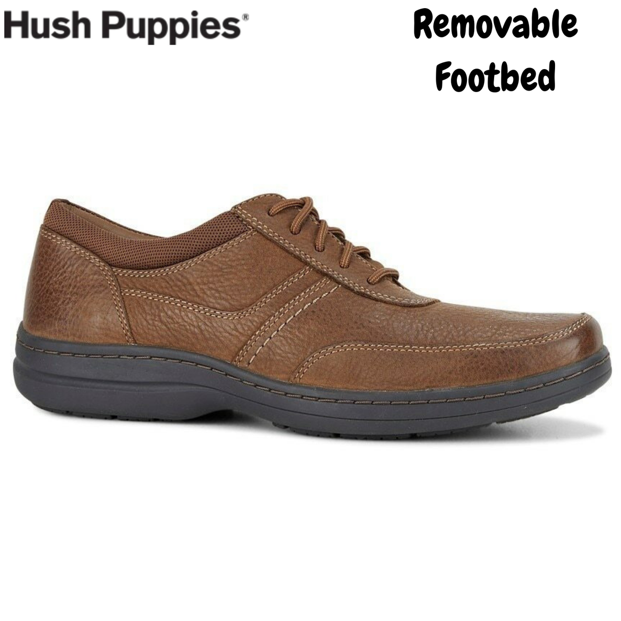 Hush Puppies Mens Elkhound MT Oxford Nubuck Leather Shoes Casual Bounce 2.0 - Brown