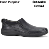 Hush Puppies Mens Elkhound MT Slip-On Leather Shoes Casual Bounce 2.0 - Black