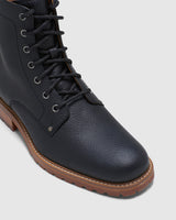 Hush Puppies Mens Lumber Leather Boots Shoes - Black