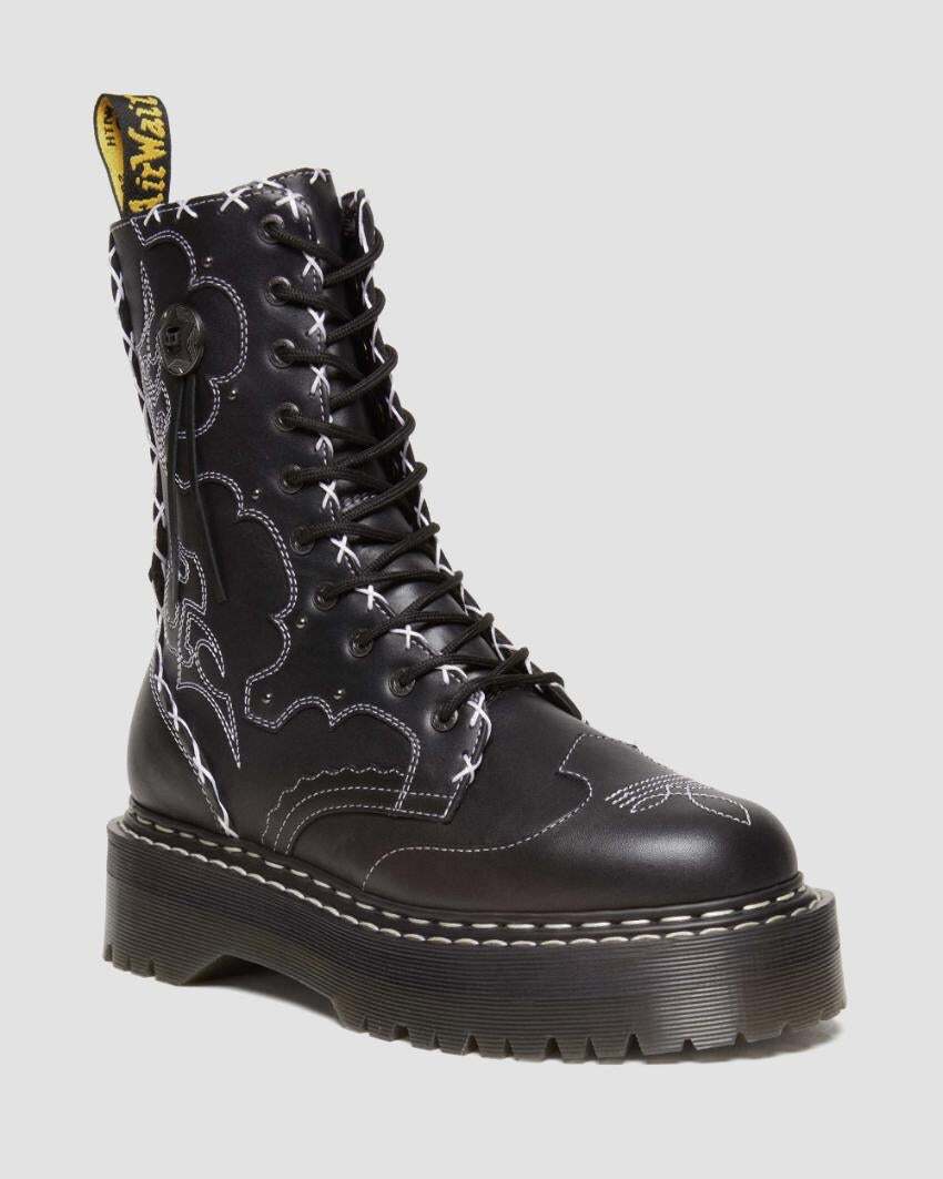 Dr. Martens Jadon Hi 10 Eye Boots Shoes Gothic Americana - Black Wanama