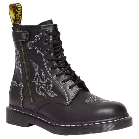 Dr. Martens 1460 Gothic Americana Leather Lace up 8 Eye Boots Wanama - Black