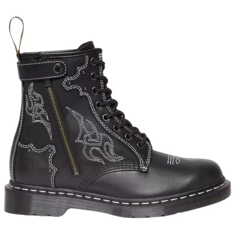 Dr. Martens 1460 Gothic Americana Leather Lace up 8 Eye Boots Wanama - Black