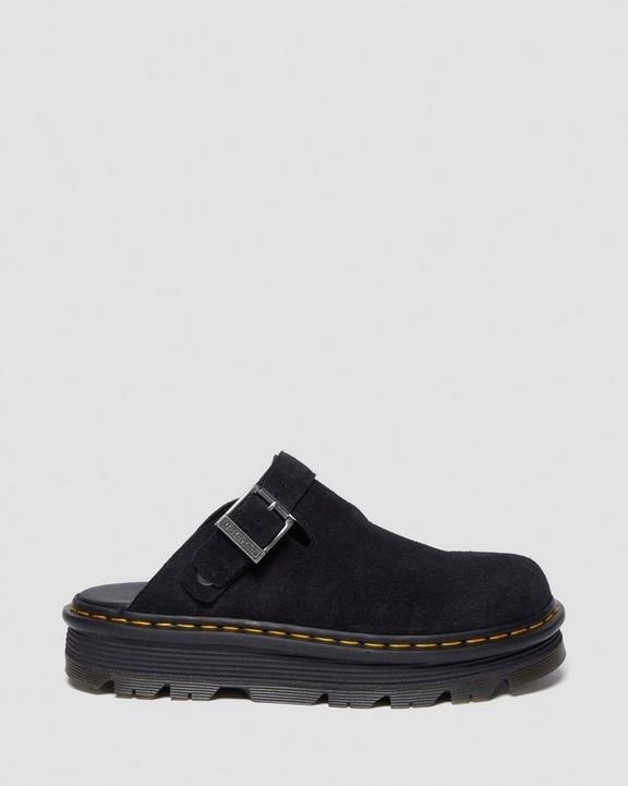 Dr Martens Zebzag Platform Mule Suede Unisex Slingback Sandals - Black