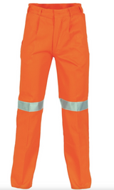 DNC Cotton Drill Pants With 3M Reflective Tape - Orange - Size 107R