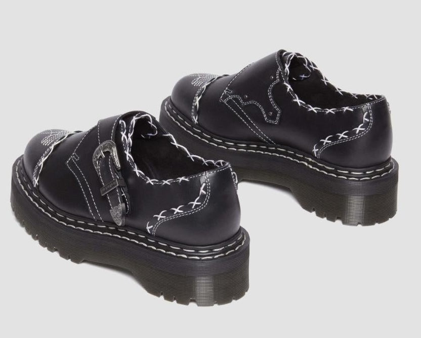 Dr. Martens Monk Quad GA Leather Strap Shoes Platform - Black Wanama