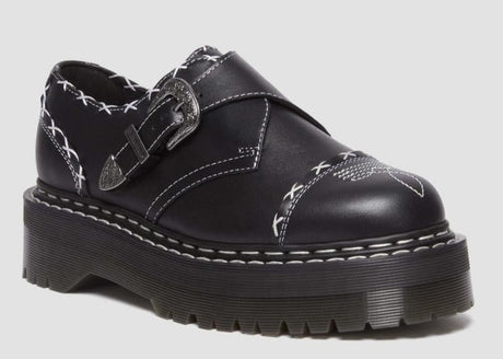 Dr. Martens Monk Quad GA Leather Strap Shoes Platform - Black Wanama