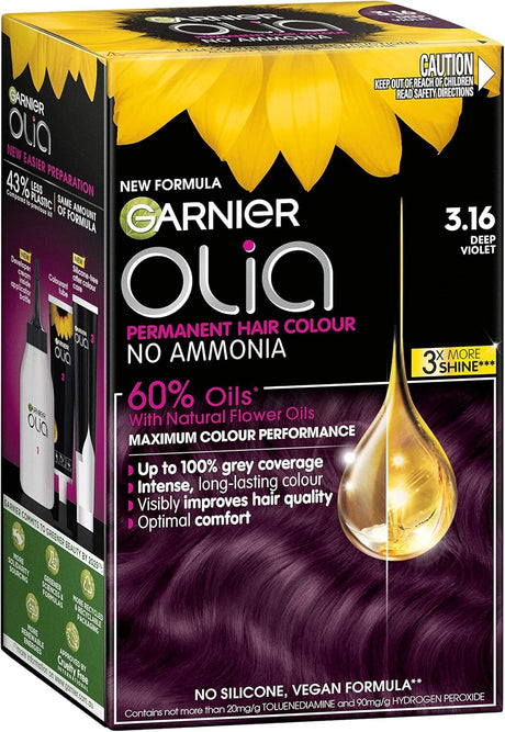 Garnier, Permanent Hair Colour, Ammonia Free and Nourishing, Olia, 3.16 Deep Violet