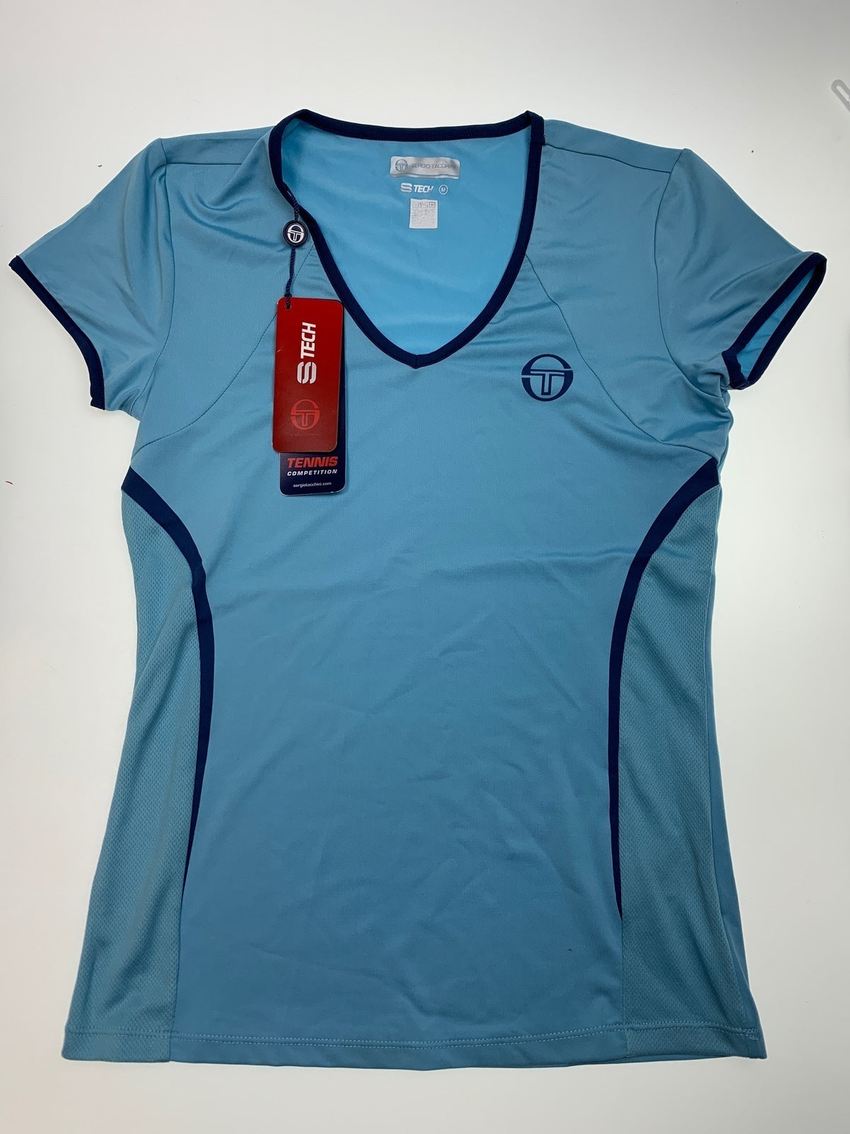 Sergio Tacchini Womens Eva Sports Tee Top Tennis - Light Blue