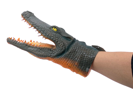 Realistic Crocodile Hand Puppet Multi-Colored Durable Rubber Toy for Kids & Adults