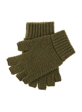 Dents Lanber Mens Tuckstitch Half Finger Unlined Wool Shooting Gloves - Olive