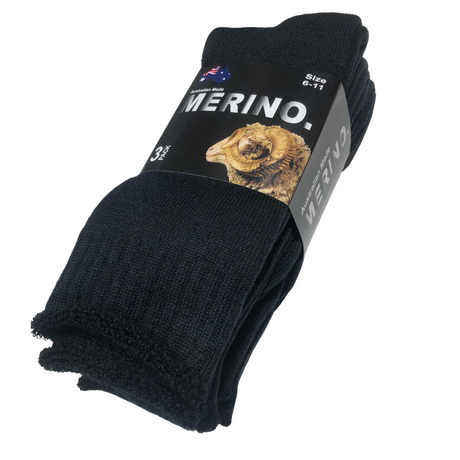 3 Pairs MERINO WOOL SOCKS Mens Heavy Duty Premium Thick Work Socks Cushion - Blue