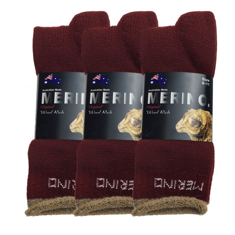 3 Pairs MERINO WOOL SOCKS Mens Heavy Duty Premium Thick Work Socks Cushion - Charcoal