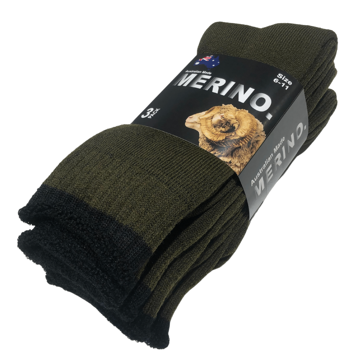 3 Pairs MERINO WOOL SOCKS Mens Heavy Duty Premium Thick Work Socks Cushion - Black