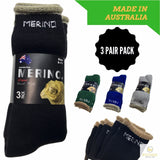 3 Pairs MERINO WOOL SOCKS Mens Heavy Duty Premium Thick Work Socks Cushion