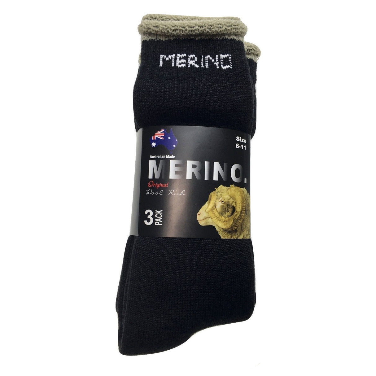 3 Pairs MERINO WOOL SOCKS Mens Heavy Duty Premium Thick Work Socks Cushion