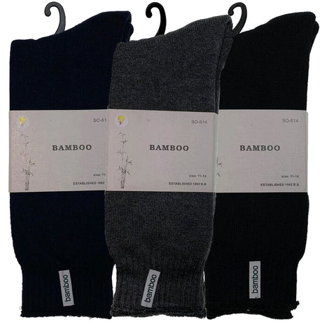 3 Pairs PREMIUM BAMBOO SOCKS Mens Heavy Duty Thick Work Socks BULK Cushion - Black