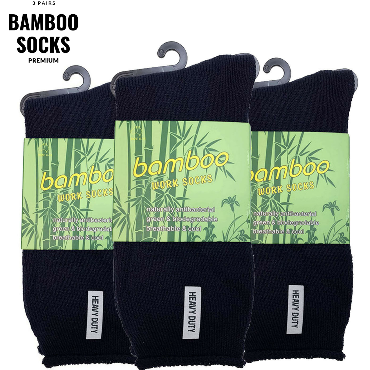 3 Pairs PREMIUM BAMBOO SOCKS Mens Heavy Duty Thick Work Socks Cushion BULK