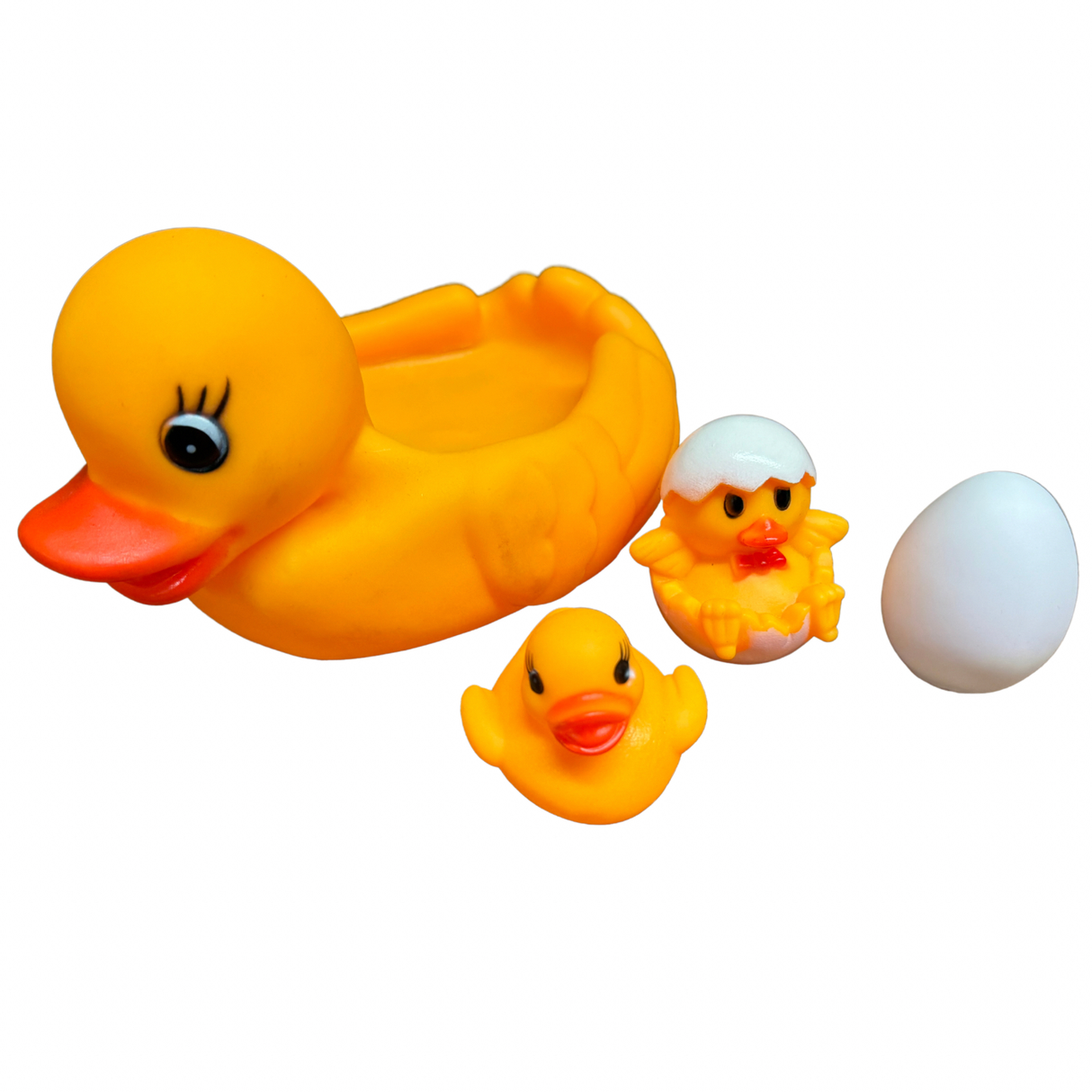 4pcs Rubber Yellow Duck Floating Bath Tub Toy Family Bath Set Bath Time Toy Egg