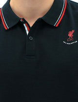 Liverpool FC Mens Polo Shirt LFC Cotton Soccer Football - Black