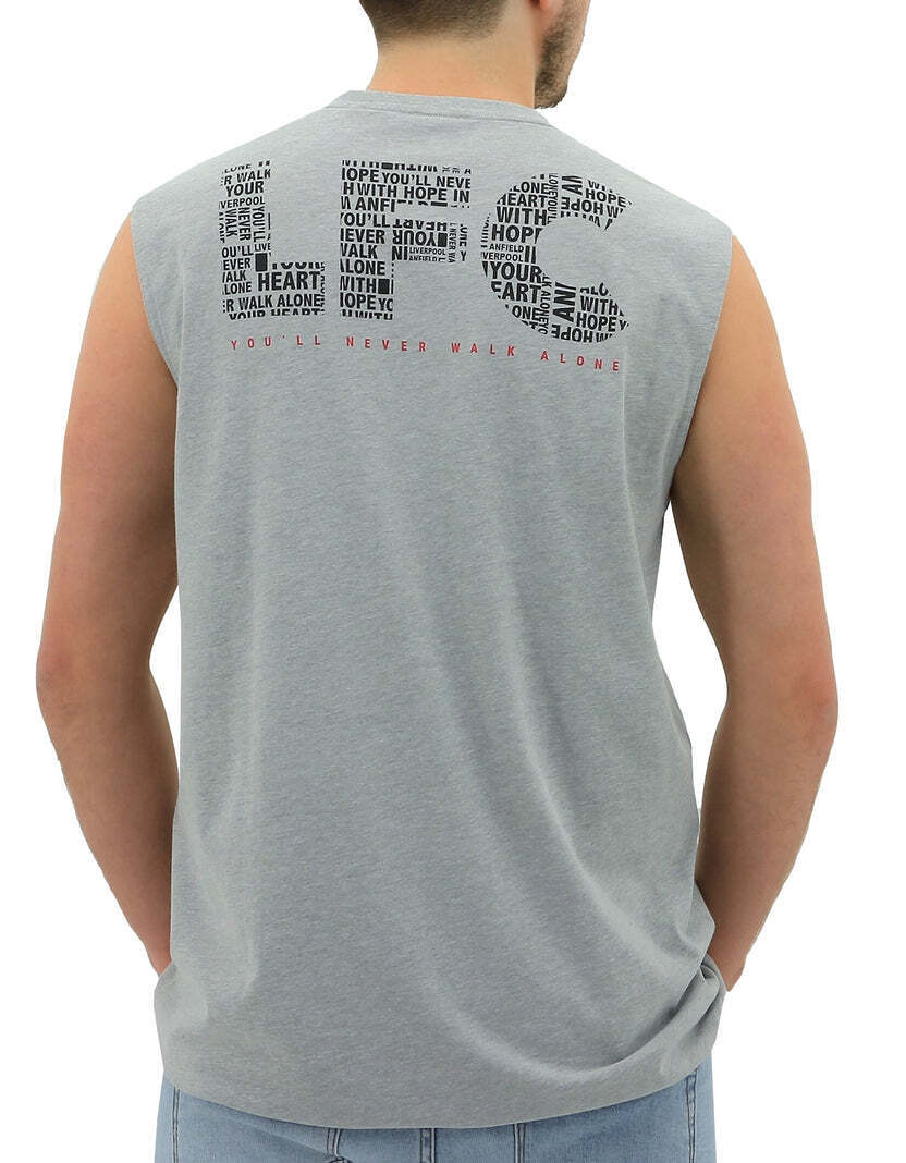 Liverpool FC Mens Muscle Tank Top T Shirt Vest Soccer Sleeveless Vest - Grey