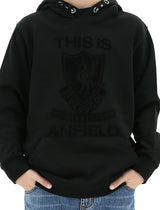 Liverpool FC Youth Boys Hoodie Jumper LFC Anfield Hoody - Black