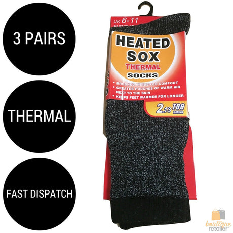 3 Pairs Mens THERMAL HEATED SOCKS Warm Winter Comfort Mens Work Sox Ski BULK