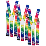 3x Mens Suspenders Braces Adjustable Strong Clip On Elastic Formal Wedding Slim - Rainbow with Peace Symbol