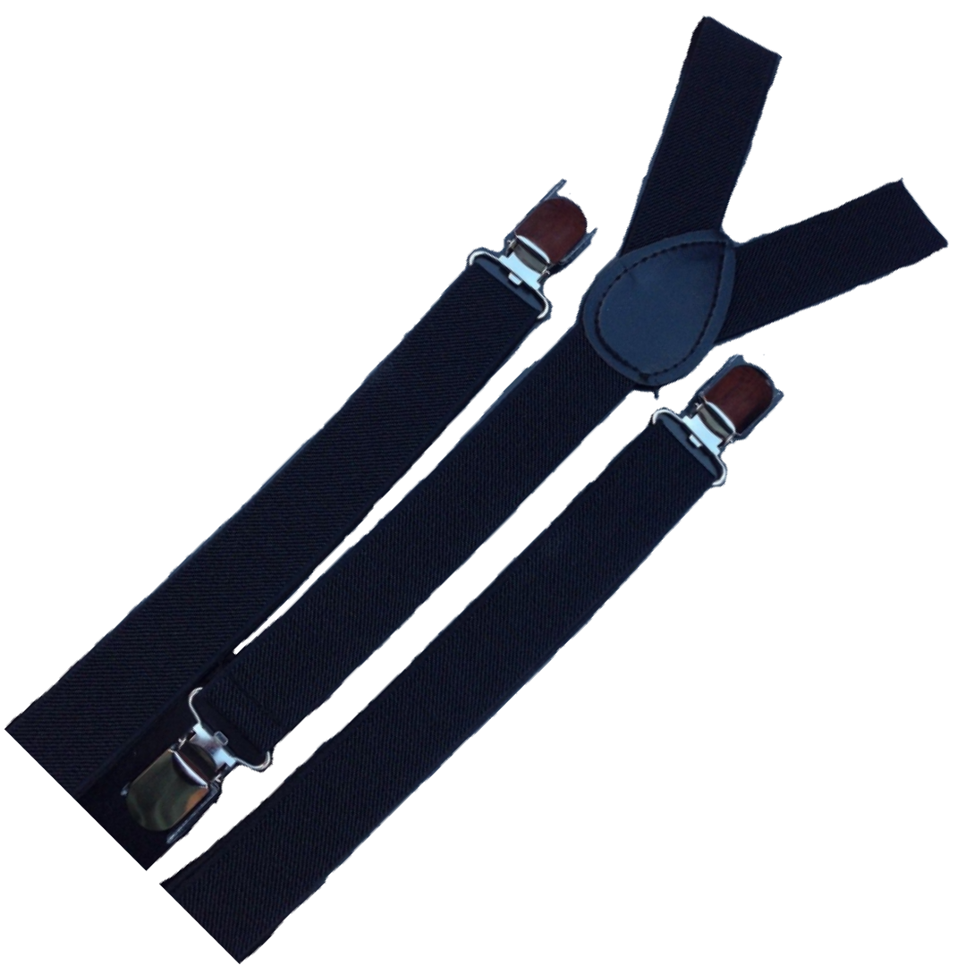 3x Mens Suspenders Braces Adjustable Strong Clip On Elastic Formal Wedding Slim - Black