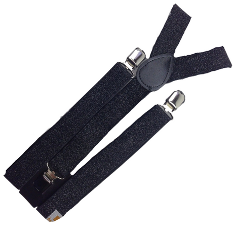 3x Mens Suspenders Braces Adjustable Strong Clip On Elastic Formal Wedding Slim - Black (Glitter)