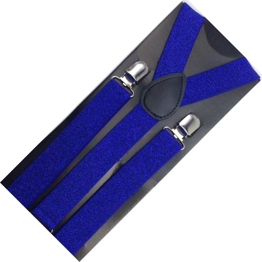 3x Mens Suspenders Braces Adjustable Strong Clip On Elastic Formal Wedding Slim - Blue (Glitter)