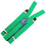 3x Mens Suspenders Braces Adjustable Strong Clip On Elastic Formal Wedding Slim - Dark Green