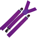 3x Mens Suspenders Braces Adjustable Strong Clip On Elastic Formal Wedding Slim - Purple